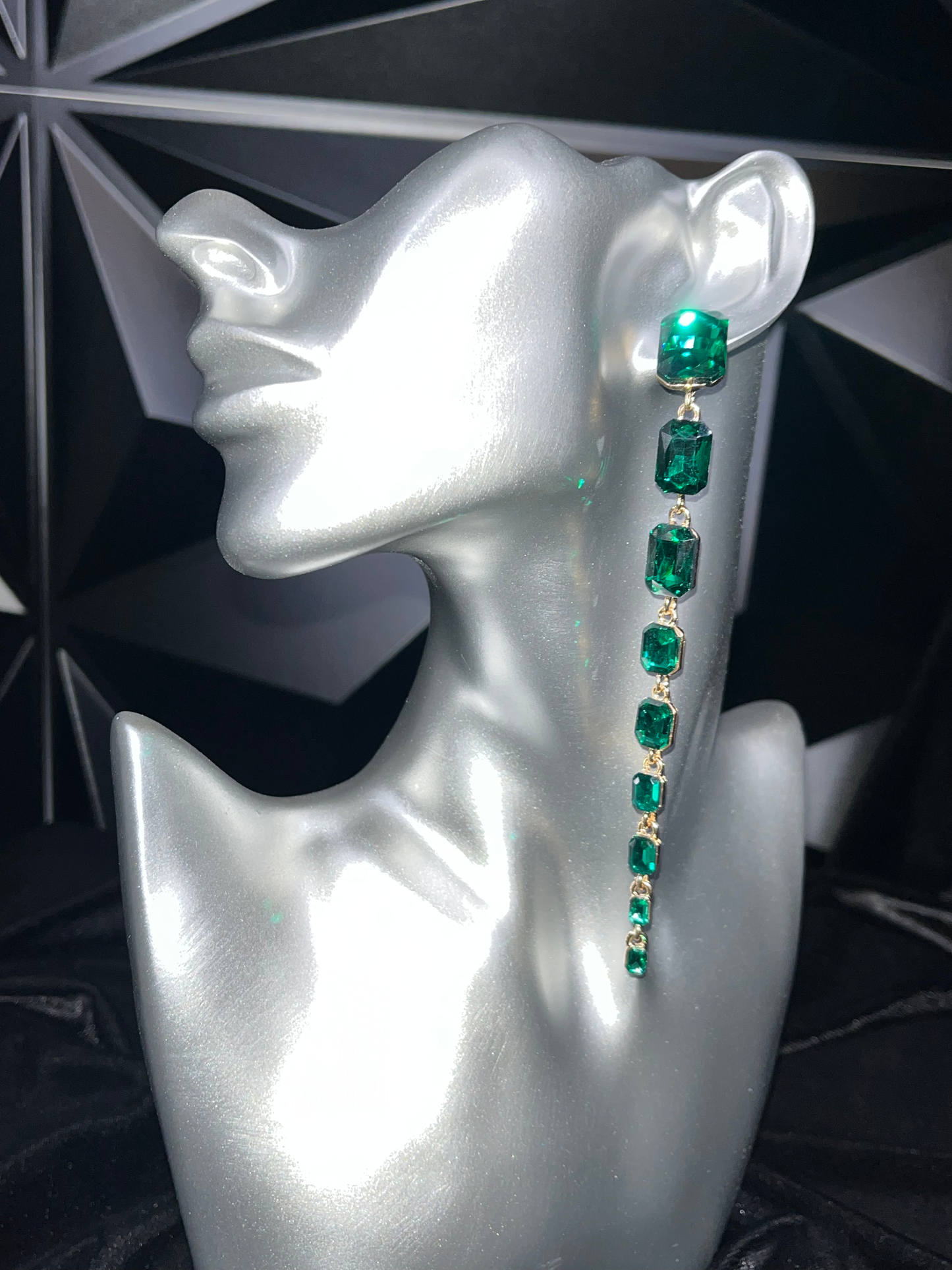 Green Dripping Gem Earrings