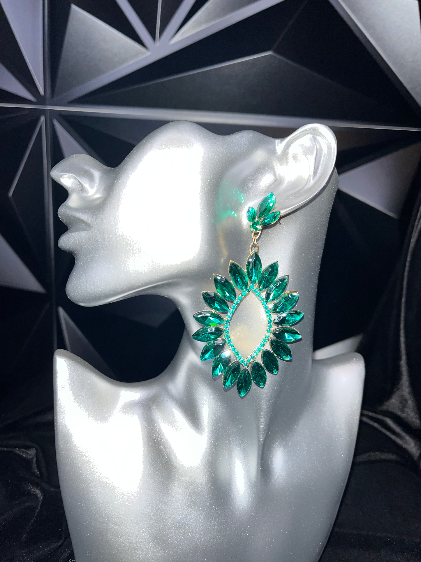 Emerald Marquise Stone Cluster Earrings